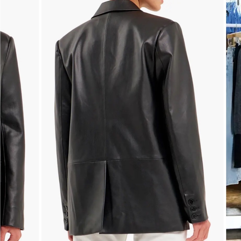 Endless Rose Faux Leather Blazer Black Oversized Jacket Lined Sz M NEW - Picture 3 of 14
